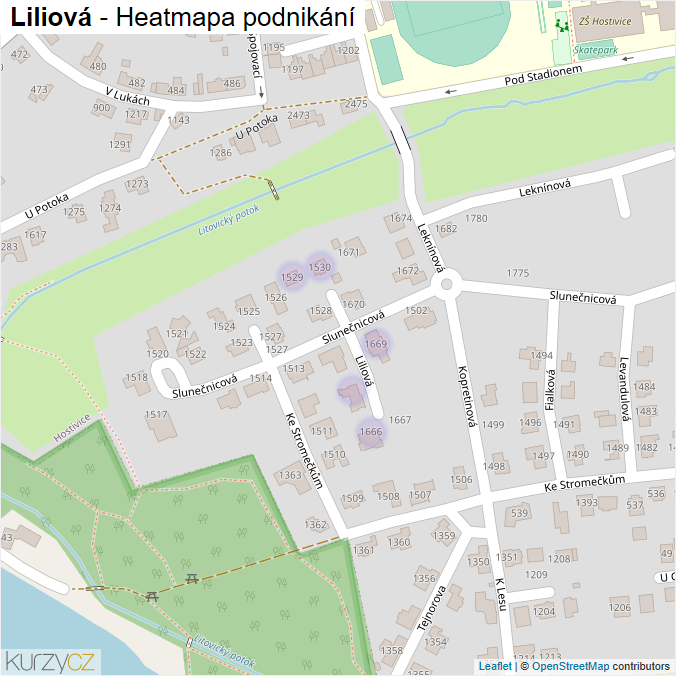 Mapa Liliová - Firmy v ulici.