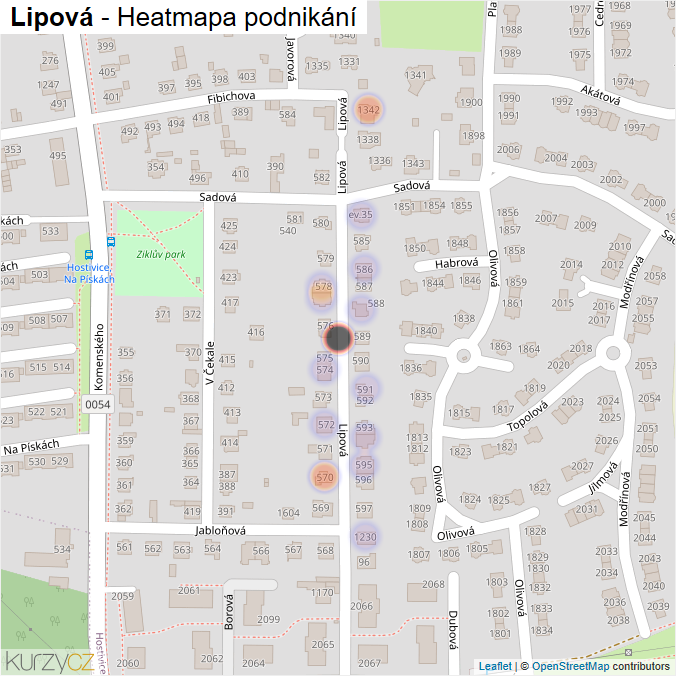 Mapa Lipová - Firmy v ulici.