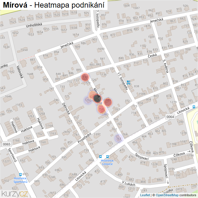 Mapa Mírová - Firmy v ulici.