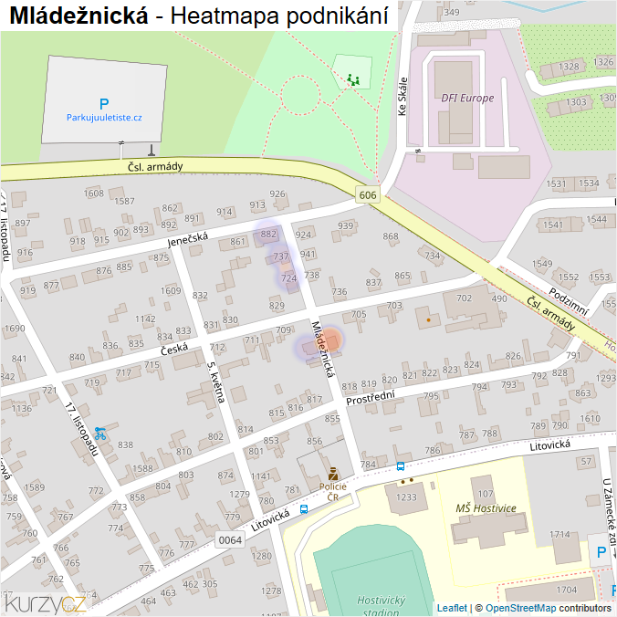 Mapa Mládežnická - Firmy v ulici.