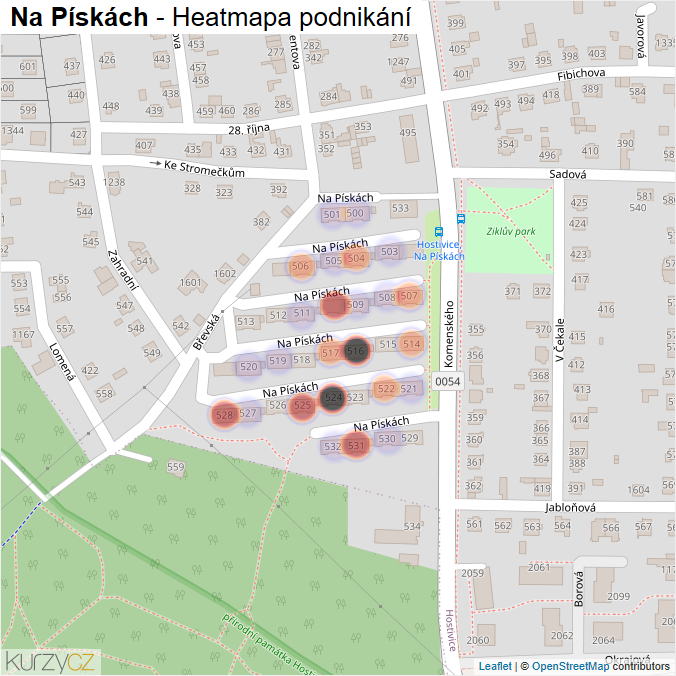 Mapa Na Pískách - Firmy v ulici.