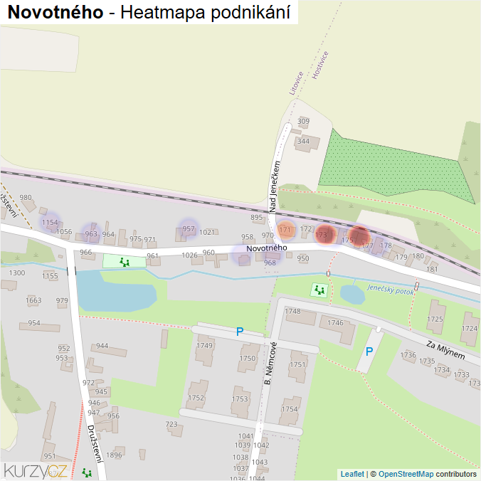 Mapa Novotného - Firmy v ulici.