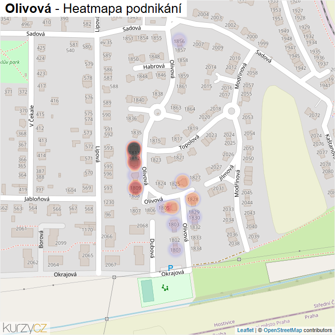 Mapa Olivová - Firmy v ulici.