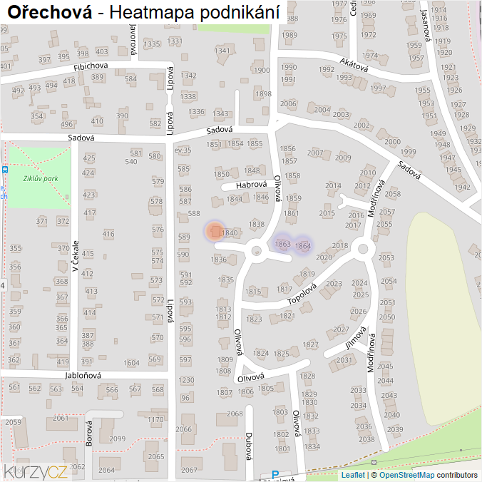 Mapa Ořechová - Firmy v ulici.