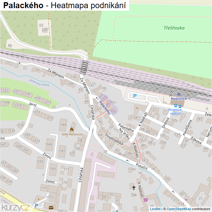 Mapa Palackého - Firmy v ulici.