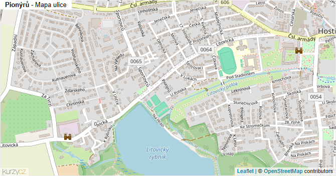 Pionýrů - mapa ulice