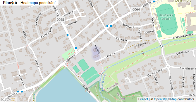 Pionýrů - mapa podnikání