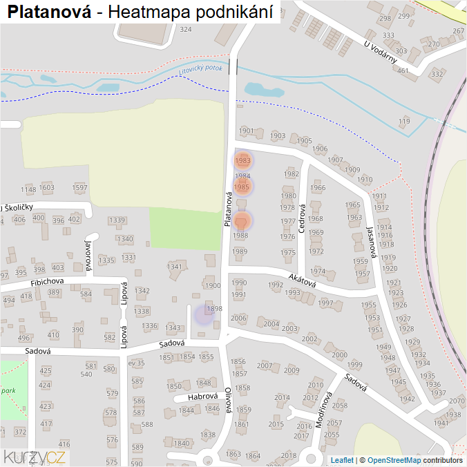 Mapa Platanová - Firmy v ulici.