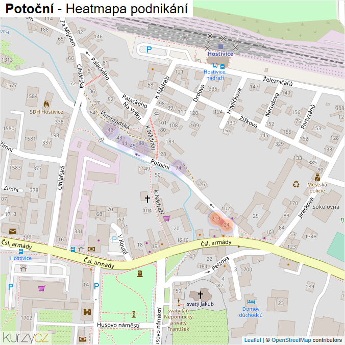 Mapa Potoční - Firmy v ulici.