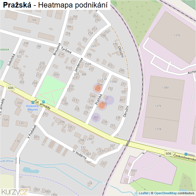 Mapa Pražská - Firmy v ulici.