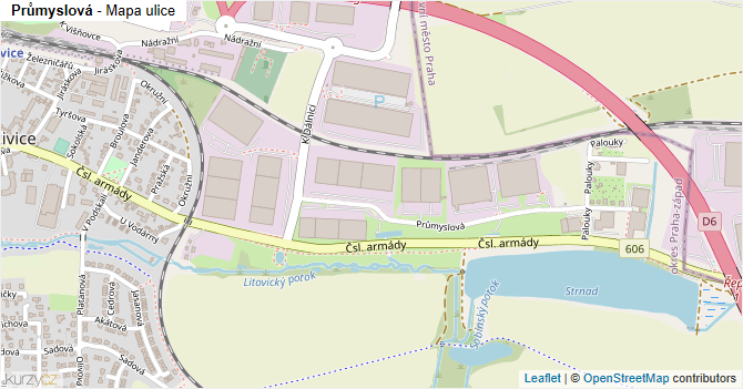 Průmyslová - mapa ulice