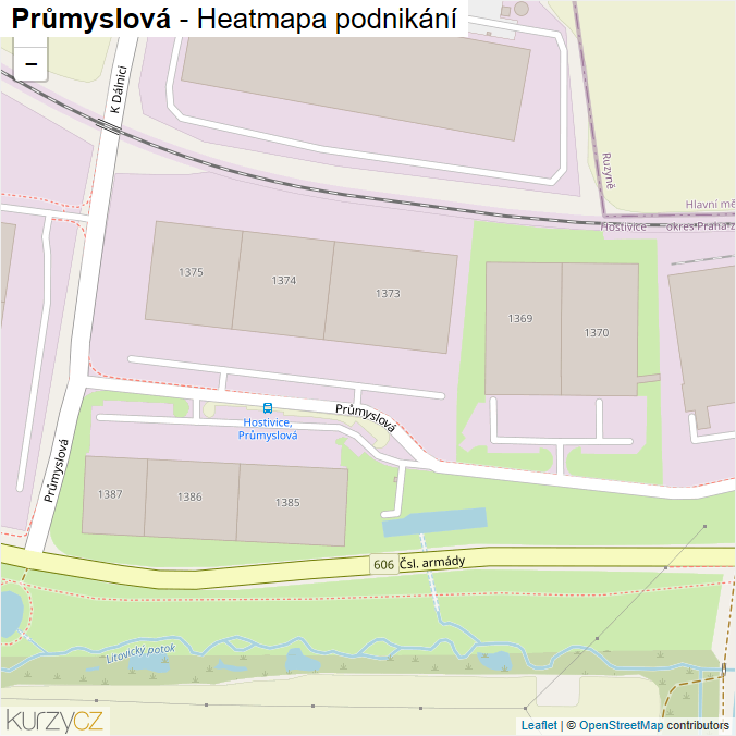 Mapa Průmyslová - Firmy v ulici.