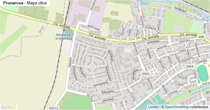 Prunarova - mapa ulice