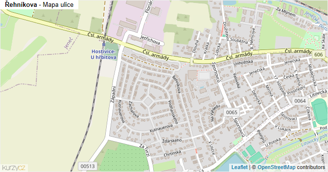 Řehníkova - mapa ulice
