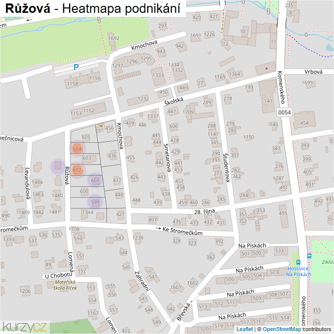 Mapa Růžová - Firmy v ulici.