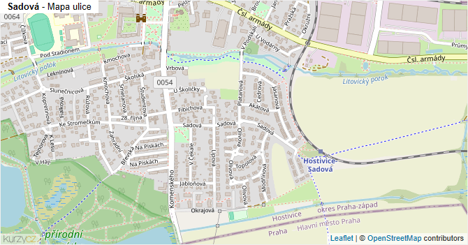 Sadová - mapa ulice