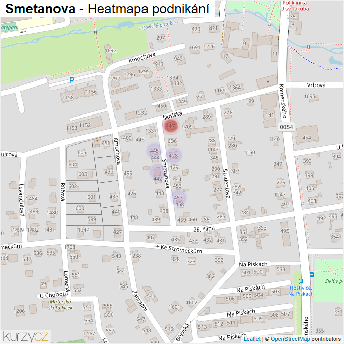 Mapa Smetanova - Firmy v ulici.