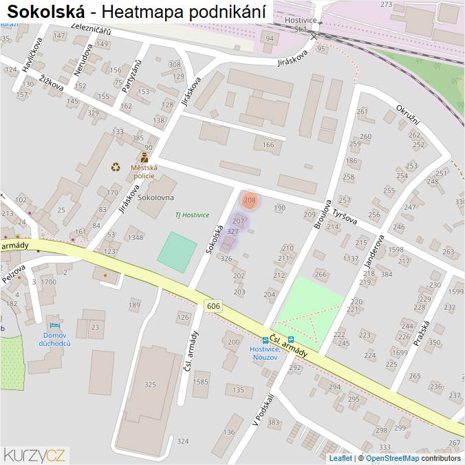 Mapa Sokolská - Firmy v ulici.