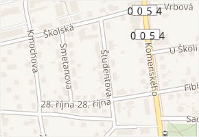 Študentova v obci Hostivice - mapa ulice