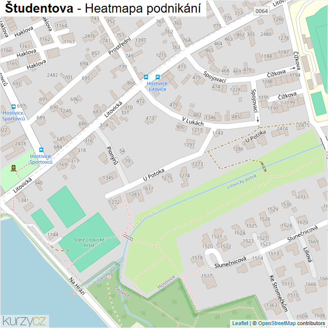 Mapa Študentova - Firmy v ulici.
