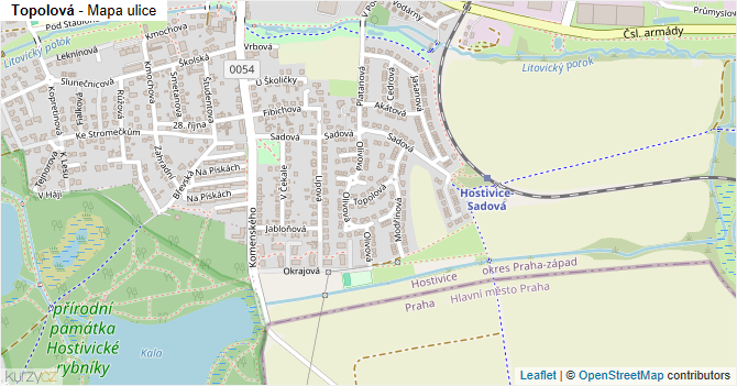 Topolová - mapa ulice