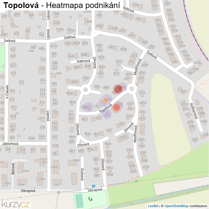 Mapa Topolová - Firmy v ulici.