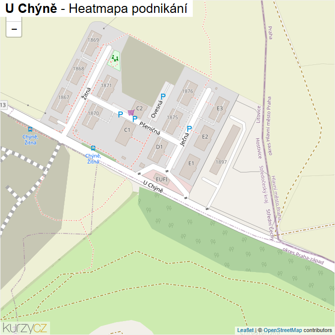 Mapa U Chýně - Firmy v ulici.