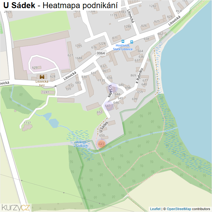Mapa U Sádek - Firmy v ulici.
