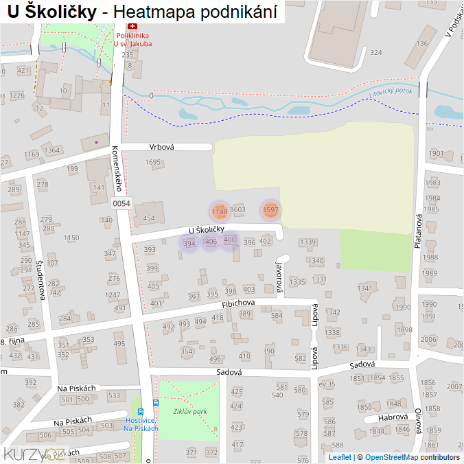 Mapa U Školičky - Firmy v ulici.