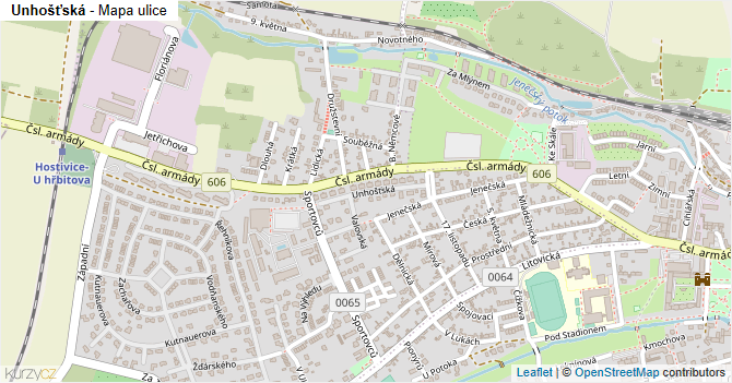 Unhošťská - mapa ulice