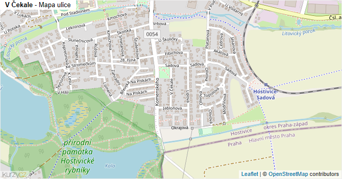 V Čekale - mapa ulice