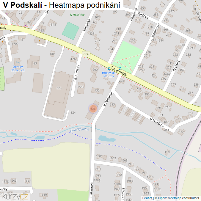 Mapa V Podskalí - Firmy v ulici.