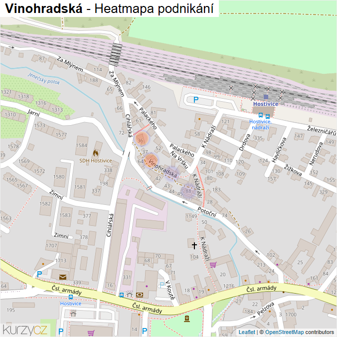 Mapa Vinohradská - Firmy v ulici.