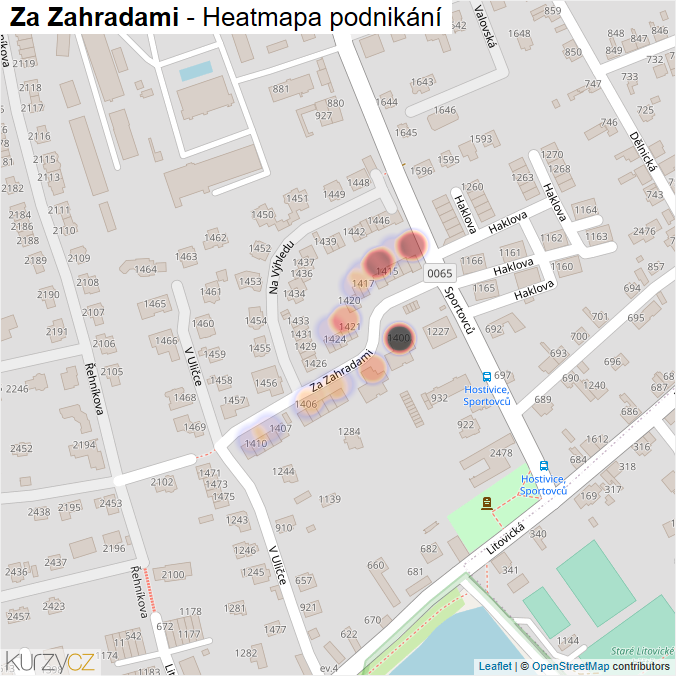 Mapa Za Zahradami - Firmy v ulici.