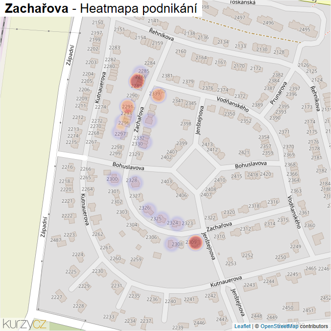Mapa Zachařova - Firmy v ulici.
