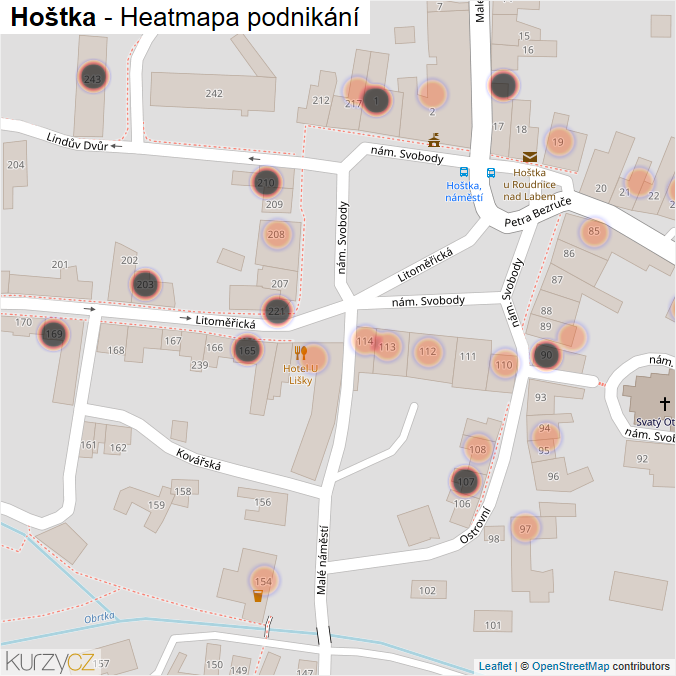 Mapa Hoštka - Firmy v obci.