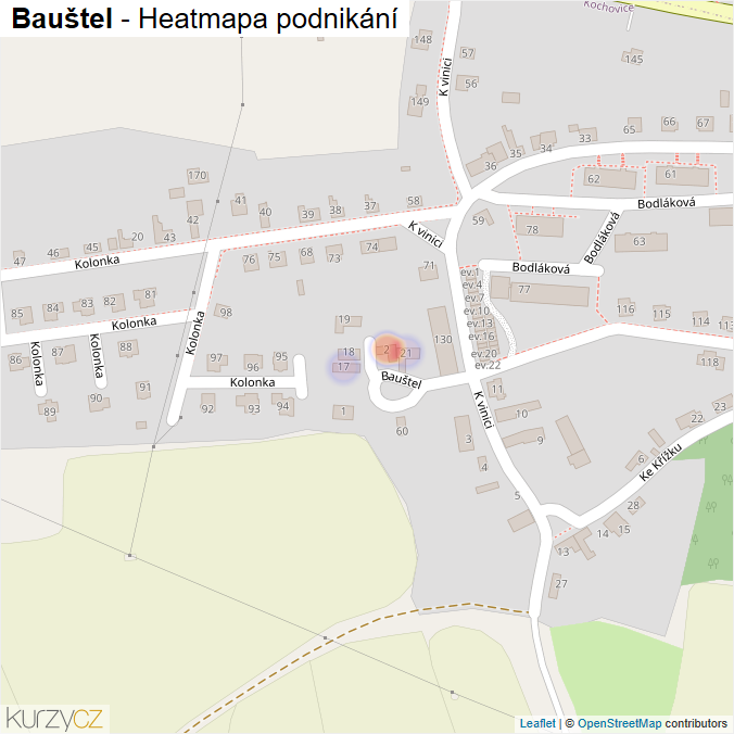 Mapa Bauštel - Firmy v ulici.