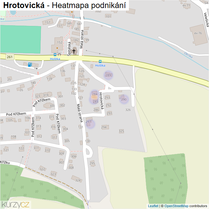 Mapa Hrotovická - Firmy v ulici.