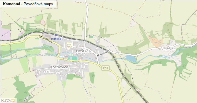 Kamenná - záplavové mapy stoleté vody