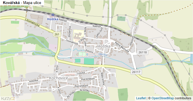 Kovářská - mapa ulice