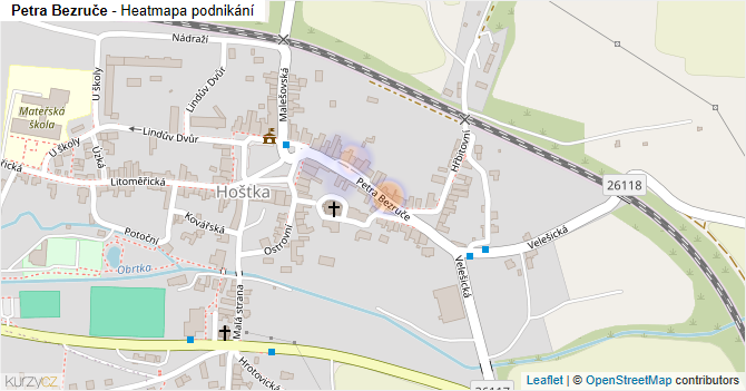 Petra Bezruče - mapa podnikání