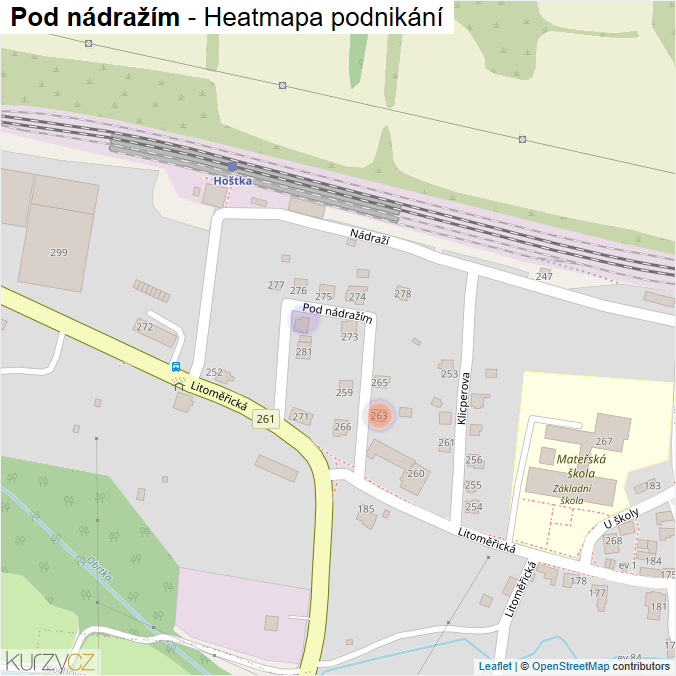 Mapa Pod nádražím - Firmy v ulici.