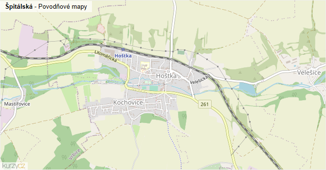 Špitálská - záplavové mapy stoleté vody