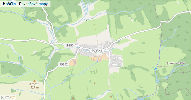 Hošťka - záplavové mapy stoleté vody