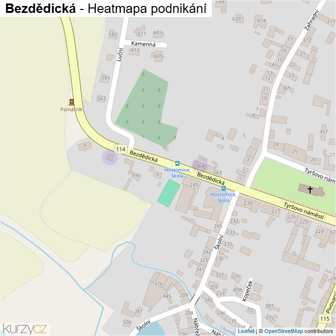 Mapa Bezdědická - Firmy v ulici.