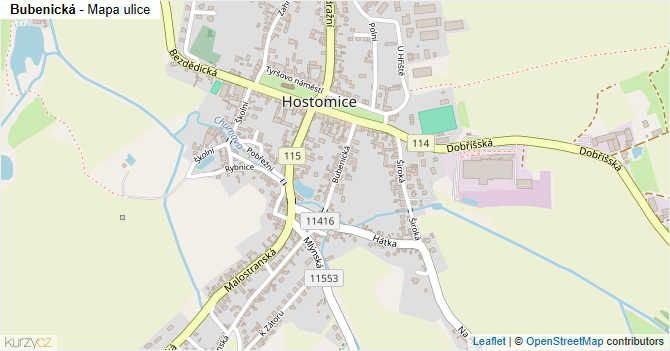 Bubenická - mapa ulice