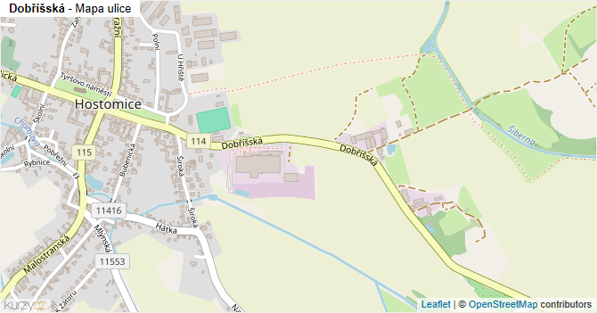 Dobříšská - mapa ulice
