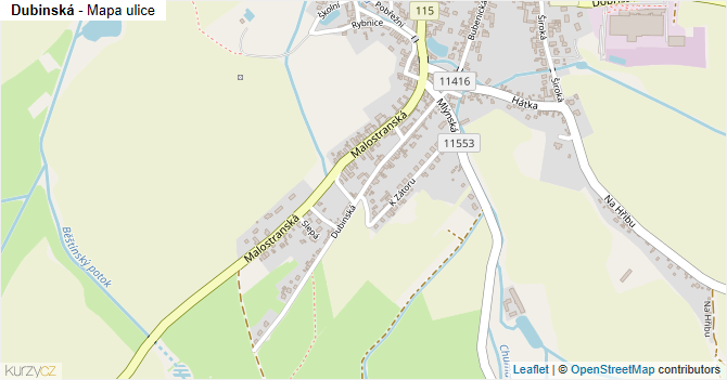 Dubinská - mapa ulice