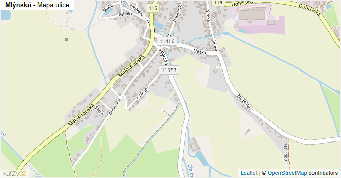 Mlýnská - mapa ulice