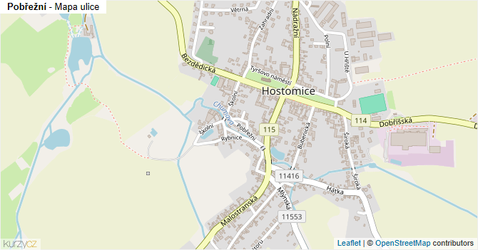 Pobřežní - mapa ulice